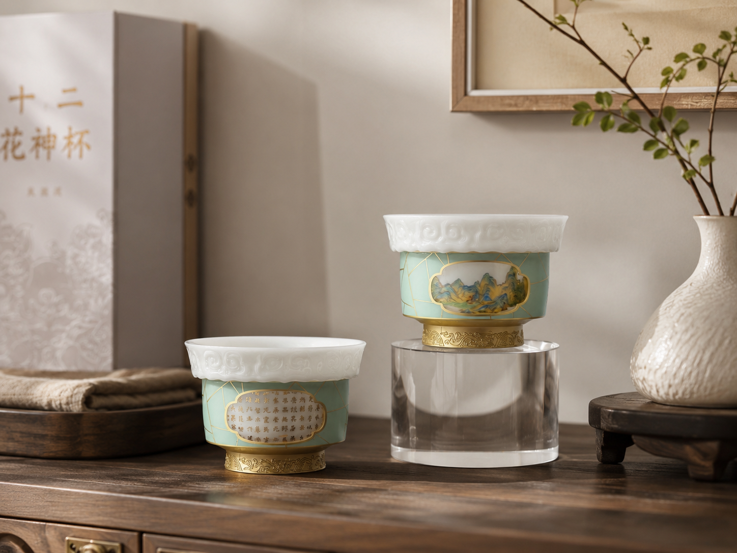 A quiet tea setting with crafted objects